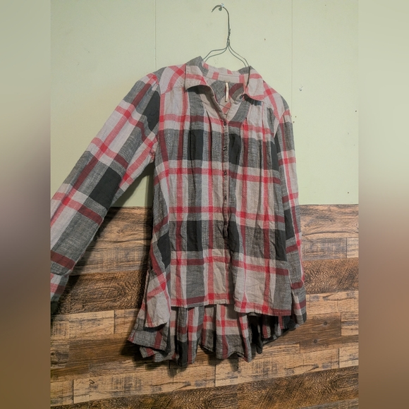 Free People Peppy in Plaid Tunic Top Women's Size Small - Picture 2 of 5